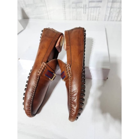 Authentic LOUIS VUITTON Smooth Calfskin Hockenheim Moccasin Loafers 11 Brown - Picture 8 of 16